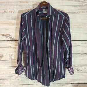 203 - Thomas Dean Long sleeve Button down Shirt.  Large flip cuff